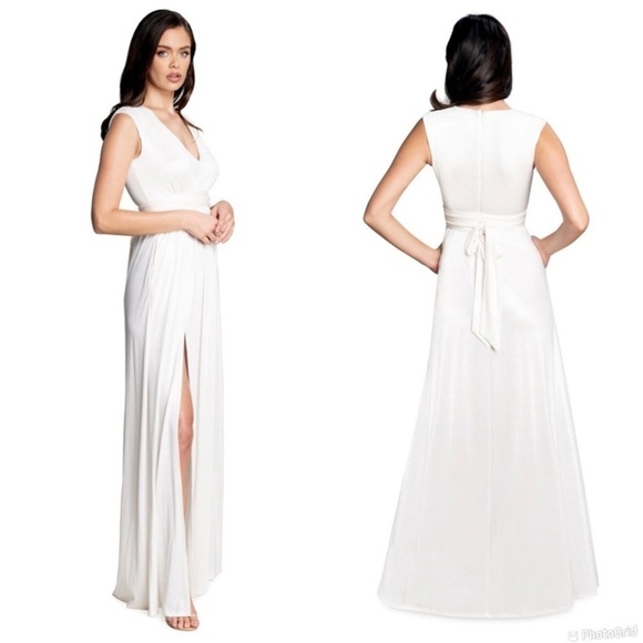 Dress The Population Krista Sophisticated Tie-Waist Gown - Picture 1 of 11